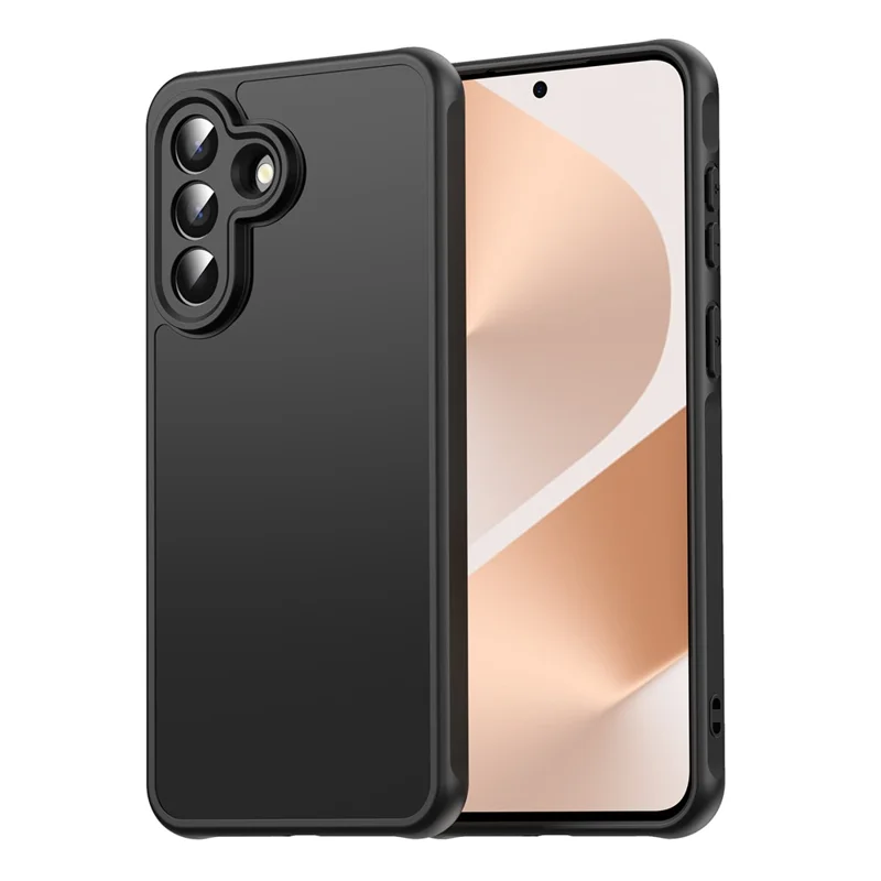 For Samsung Galaxy A57 5G Case Drop Proof Airbags Frosted Translucent PC + TPU Phone Back Cover - All Black