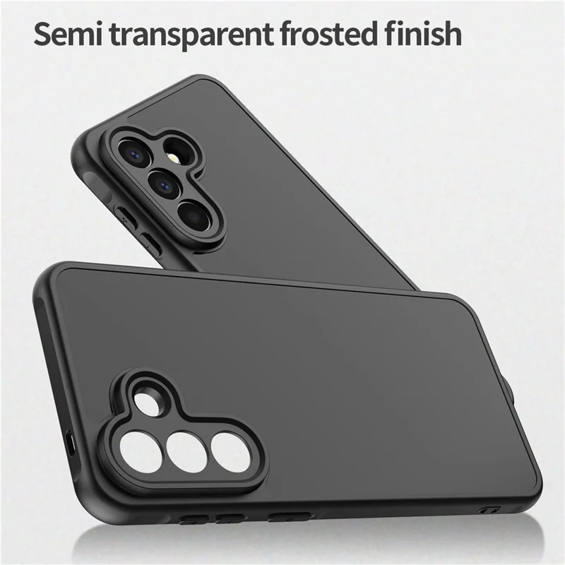 For Samsung Galaxy A57 5G Case Drop Proof Airbags Frosted Translucent PC + TPU Phone Back Cover - All Black