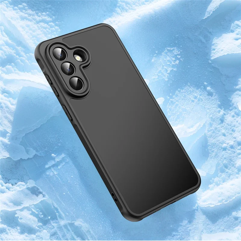 For Samsung Galaxy A57 5G Case Drop Proof Airbags Frosted Translucent PC + TPU Phone Back Cover - All Black