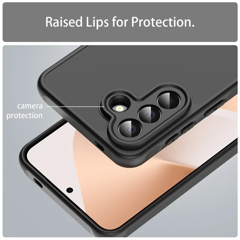 For Samsung Galaxy A57 5G Case Drop Proof Airbags Frosted Translucent PC + TPU Phone Back Cover - All Black