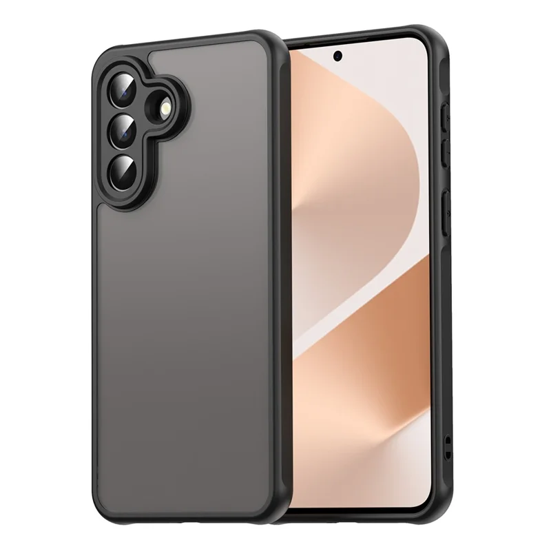 For Samsung Galaxy A57 5G Case Drop Proof Airbags Frosted Translucent PC + TPU Phone Back Cover - Black