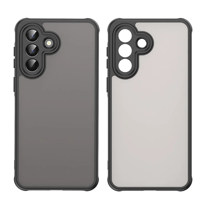 For Samsung Galaxy A57 5G Case Drop Proof Airbags Frosted Translucent PC + TPU Phone Back Cover - Black