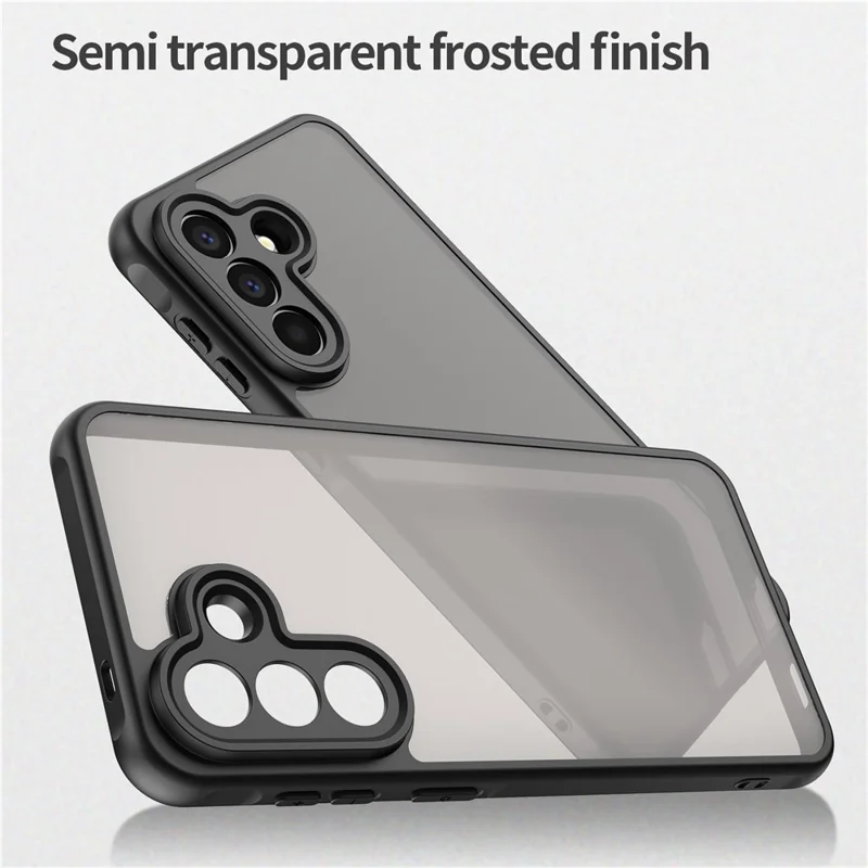 For Samsung Galaxy A57 5G Case Drop Proof Airbags Frosted Translucent PC + TPU Phone Back Cover - Black