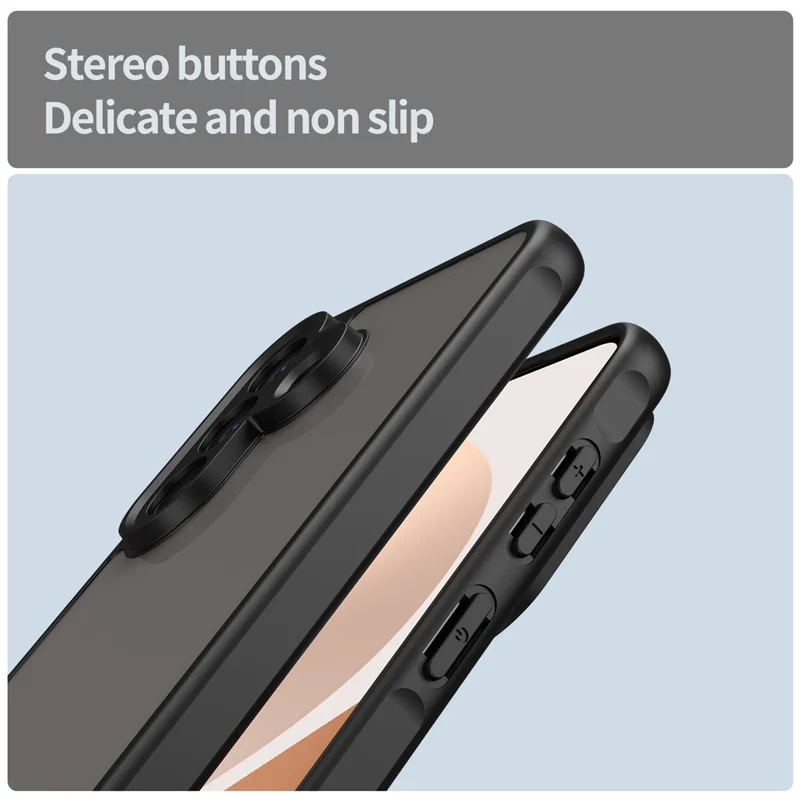 For Samsung Galaxy A57 5G Case Drop Proof Airbags Frosted Translucent PC + TPU Phone Back Cover - Black