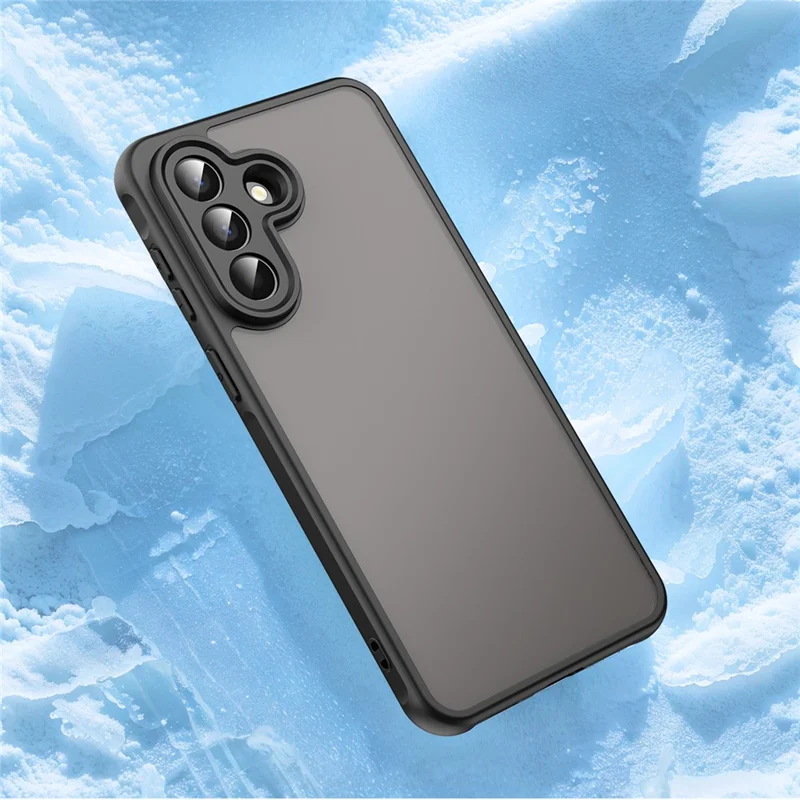 For Samsung Galaxy A57 5G Case Drop Proof Airbags Frosted Translucent PC + TPU Phone Back Cover - Black