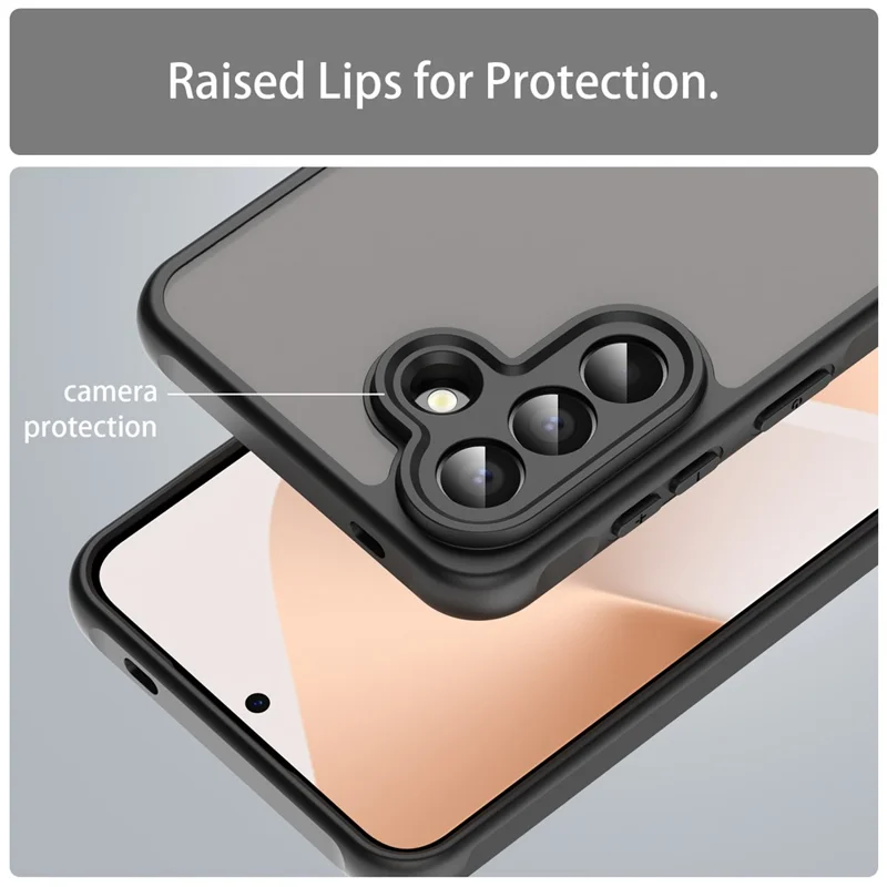 For Samsung Galaxy A57 5G Case Drop Proof Airbags Frosted Translucent PC + TPU Phone Back Cover - Black