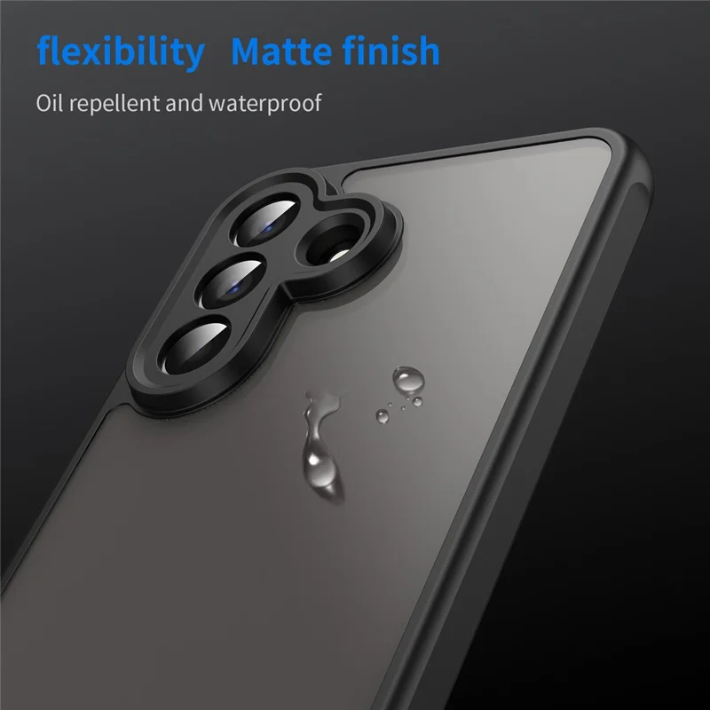 For Samsung Galaxy A57 5G Case Drop Proof Airbags Frosted Translucent PC + TPU Phone Back Cover - Black