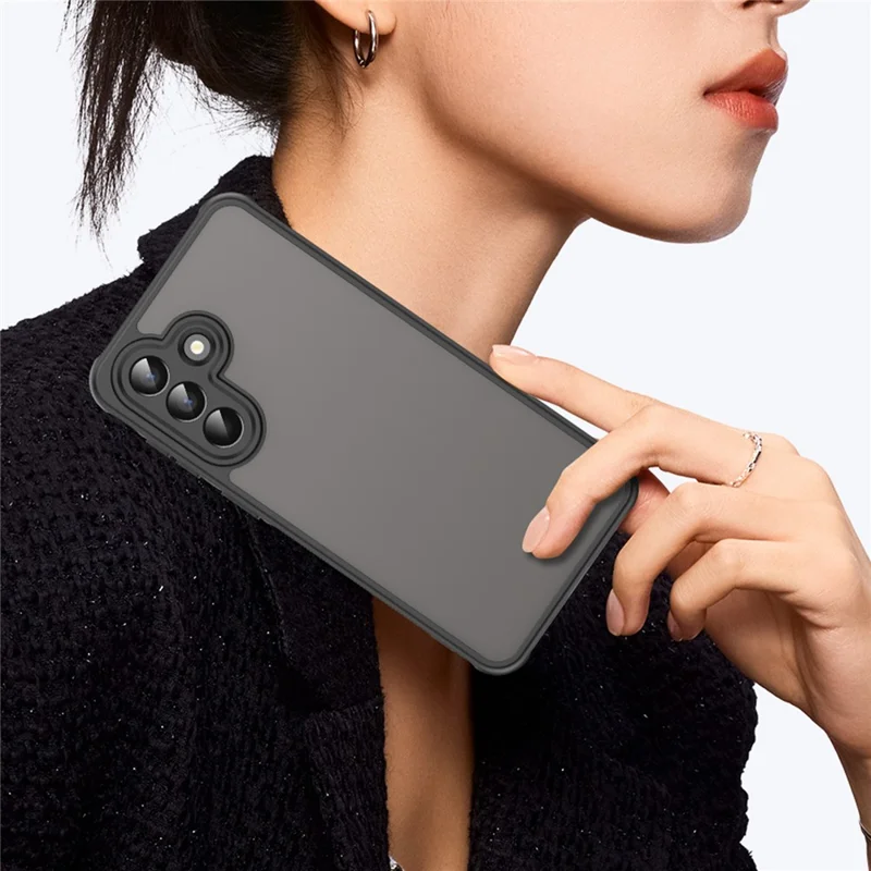 For Samsung Galaxy A57 5G Case Drop Proof Airbags Frosted Translucent PC + TPU Phone Back Cover - Black