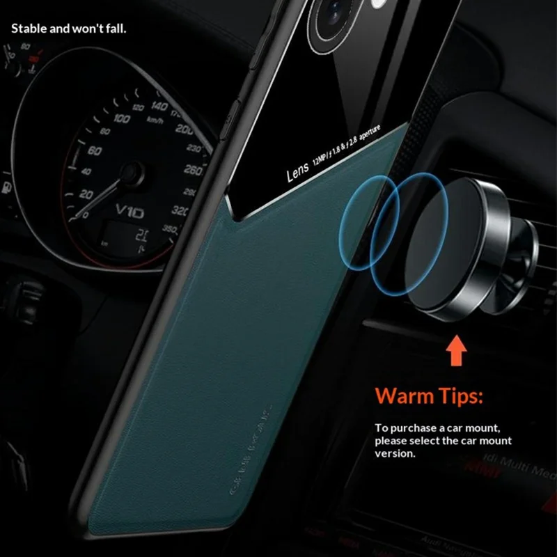 Für iPhone 17 Hülle Präziser Ausschnitt Lederbeschichtete PC + TPU Rückseite Mit integriertem Metallblech - Grün