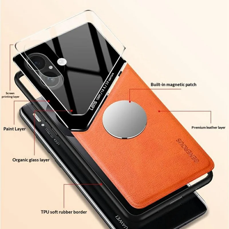 Für iPhone 17 Hülle Präziser Ausschnitt Lederbeschichtete PC + TPU Rückseite Mit integriertem Metallblech - Grün