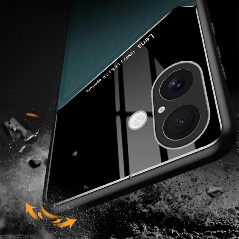 Für iPhone 17 Hülle Präziser Ausschnitt Lederbeschichtete PC + TPU Rückseite Mit integriertem Metallblech - Grün