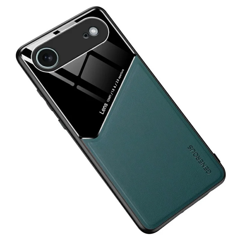 For iPhone Air Case Precise Cutout Leather Coated PC + TPU Phone Back Cover Built-in Metal Sheet - Green