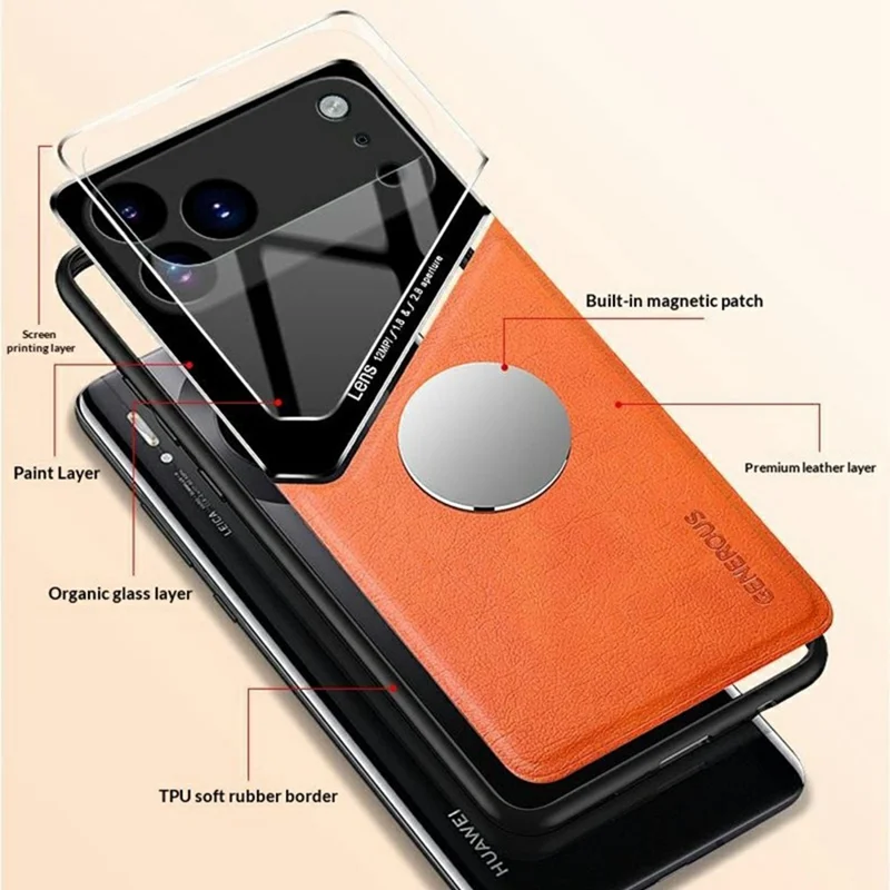 Für iPhone 17 Pro Hülle Präziser Ausschnitt Lederbeschichtete PC + TPU Rückseite Mit integriertem Metallblech - Grün