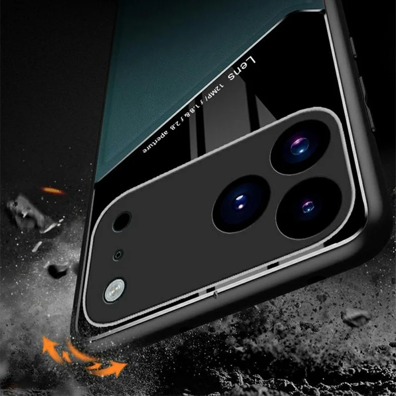 Für iPhone 17 Pro Hülle Präziser Ausschnitt Lederbeschichtete PC + TPU Rückseite Mit integriertem Metallblech - Grün