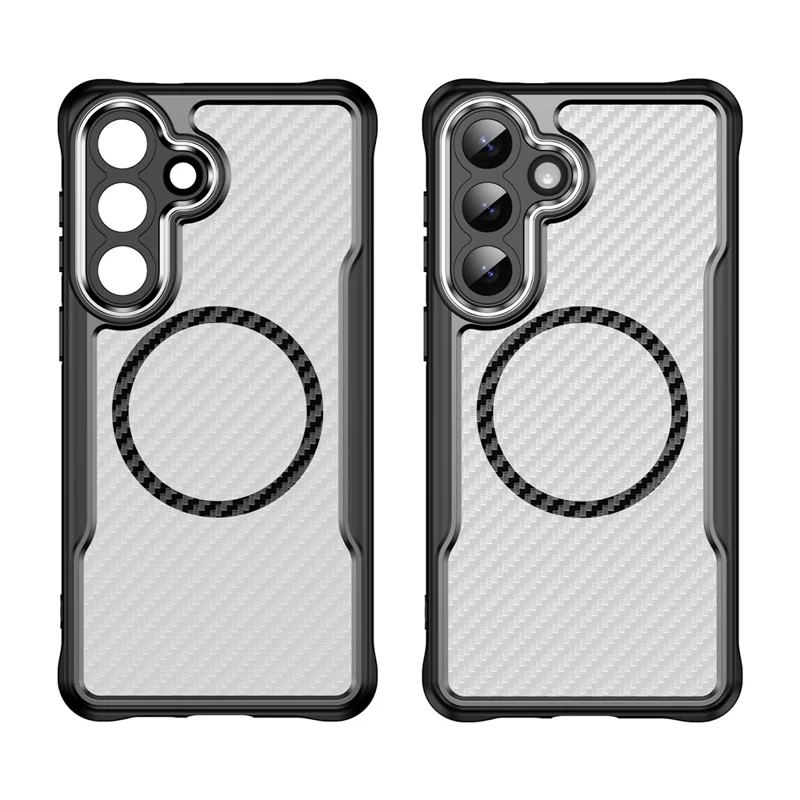 Til Samsung Galaxy S26+ Taske Kompatibel med MagSafe Hybridtelefontaske i Kulfiber - Sort