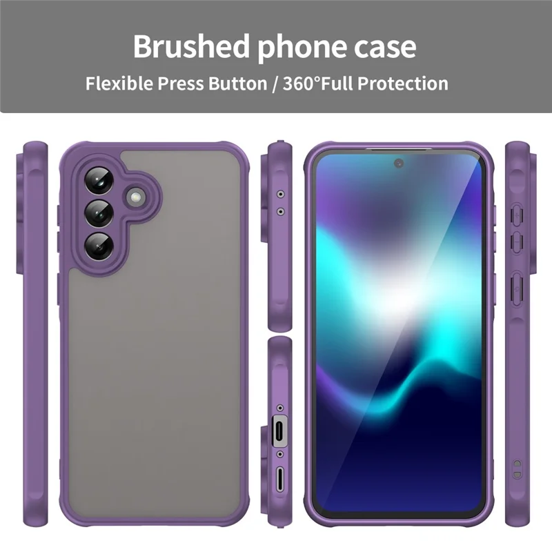 Samsung Galaxy A37 hoesje Stootbestendig met Airbags Matte Transparante PC + TPU Achterkant - Paars