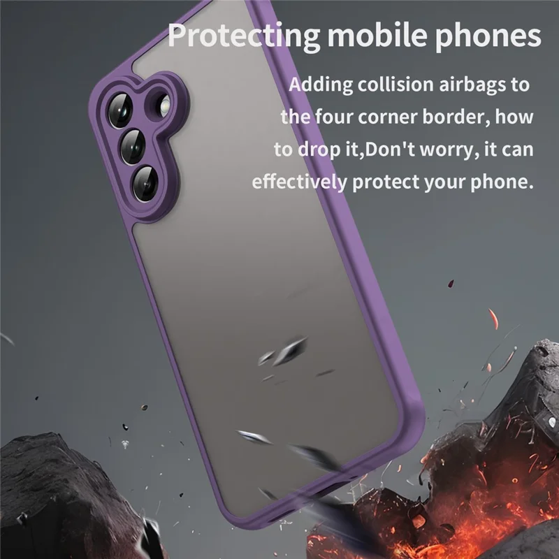 Samsung Galaxy A37 hoesje Stootbestendig met Airbags Matte Transparante PC + TPU Achterkant - Paars