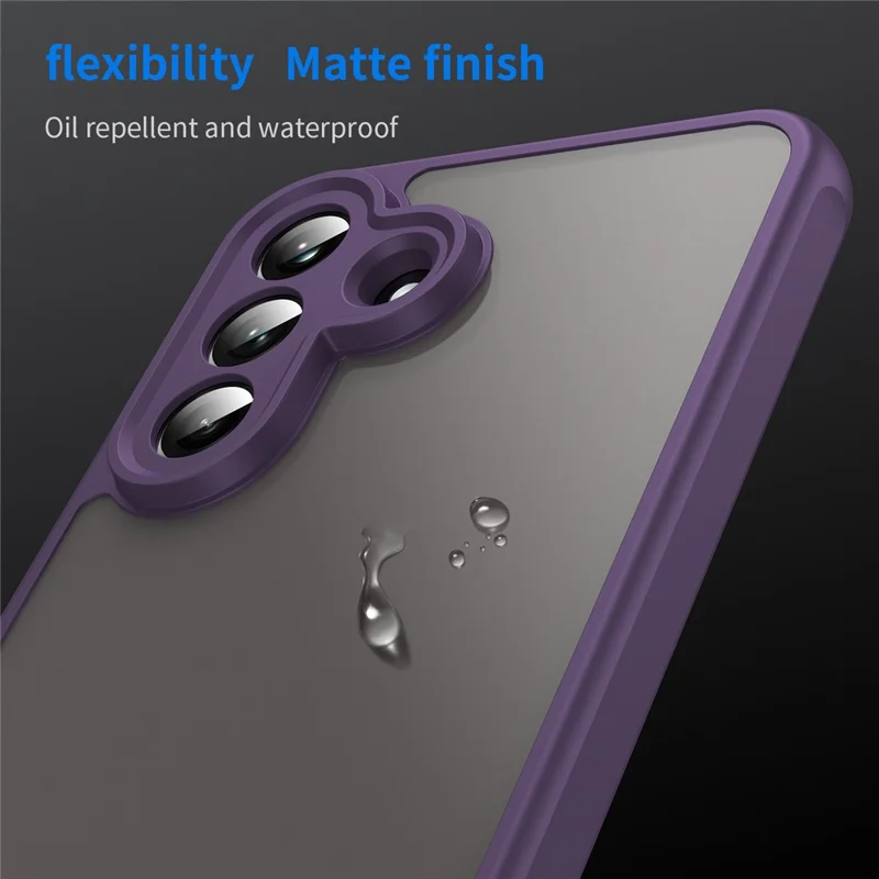 Samsung Galaxy A37 hoesje Stootbestendig met Airbags Matte Transparante PC + TPU Achterkant - Paars
