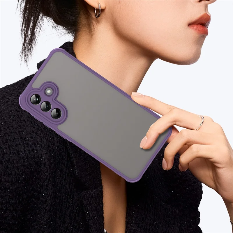 Samsung Galaxy A37 hoesje Stootbestendig met Airbags Matte Transparante PC + TPU Achterkant - Paars