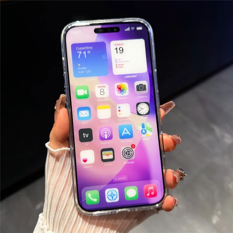 Coque transparente pailletée pour iPhone 17 Pro, compatible MagSafe, bord sertis de strass, combinant TPU et PC, procédé IMD