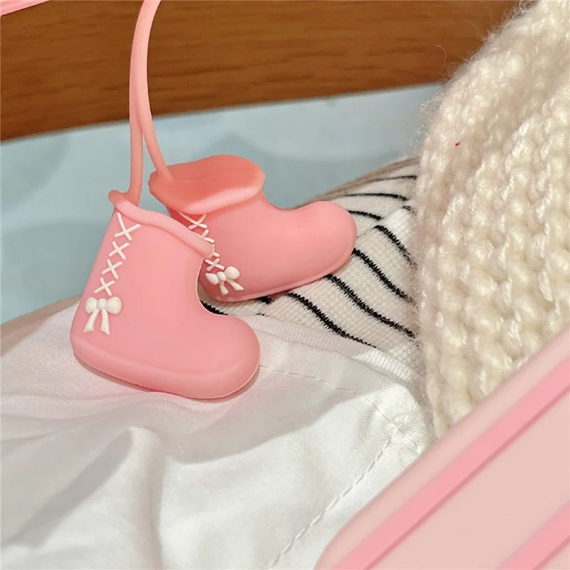 For iPhone 17 Pro Max Silicone Case Cute Boots Shape Pendant Shockproof Phone Back Cover