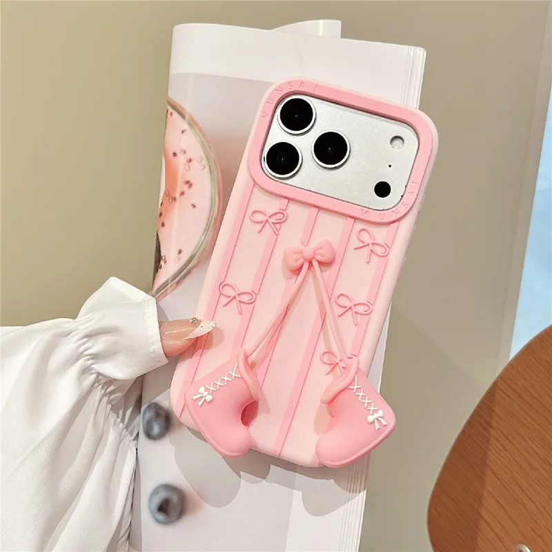 For iPhone 17 Pro Max Silicone Case Cute Boots Shape Pendant Shockproof Phone Back Cover