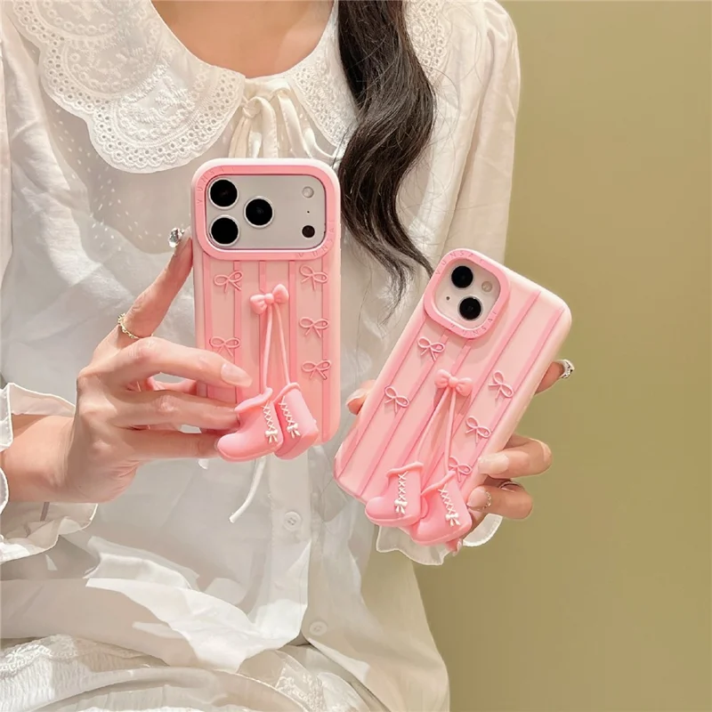 For iPhone 17 Pro Max Silicone Case Cute Boots Shape Pendant Shockproof Phone Back Cover