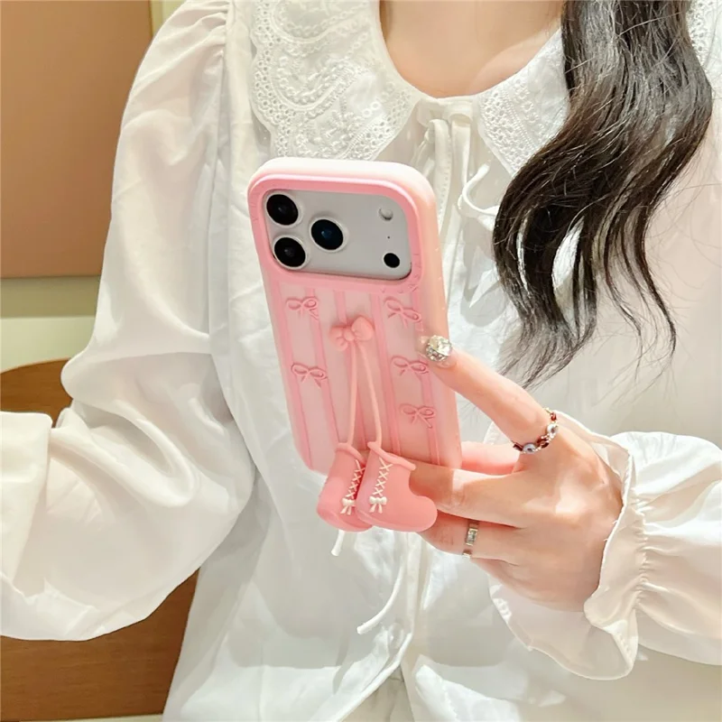 For iPhone 17 Pro Max Silicone Case Cute Boots Shape Pendant Shockproof Phone Back Cover