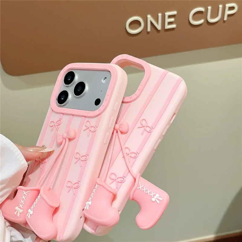 For iPhone 17 Pro Max Silicone Case Cute Boots Shape Pendant Shockproof Phone Back Cover