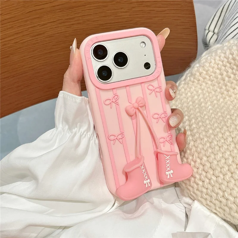 Coque en silicone pour iPhone 17 Pro, mignonne, forme de bottes avec pendentif, protection arrière antidéflagrante