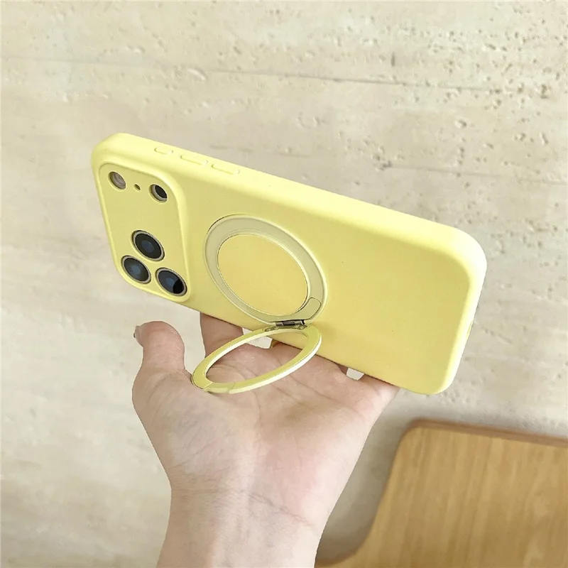 For iPhone 18 Pro / 17 Pro Case 360 Rotating Kickstand Precision Cutout Liquid Silicone Phone Cover - Light Cyan