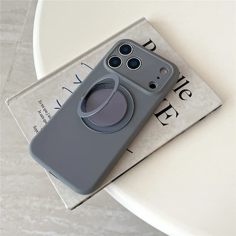 For iPhone 18 Pro / 17 Pro Case 360 Rotating Kickstand Precision Cutout Liquid Silicone Phone Cover - Light Cyan