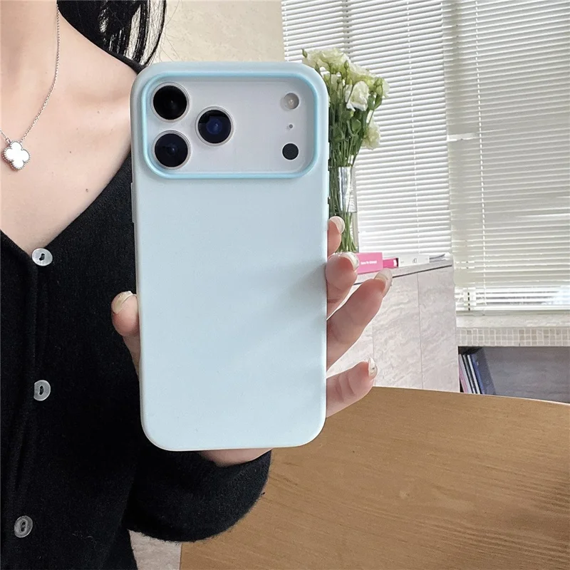 For iPhone 17 Pro Case Dual Color Liquid Silicone Phone Cover Large Camera Cutout - Light Cyan