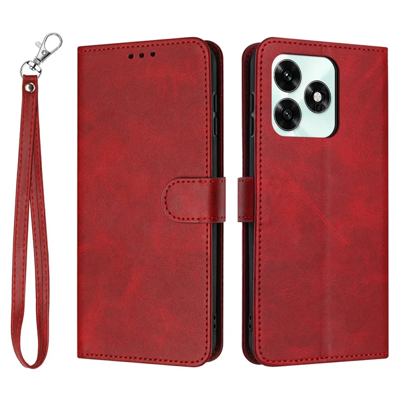 Acquisto all'ingrosso per Honor X5c Plus 4G custodia portafoglio con supporto in ecopelle testura vitello con cinturino - Rosso