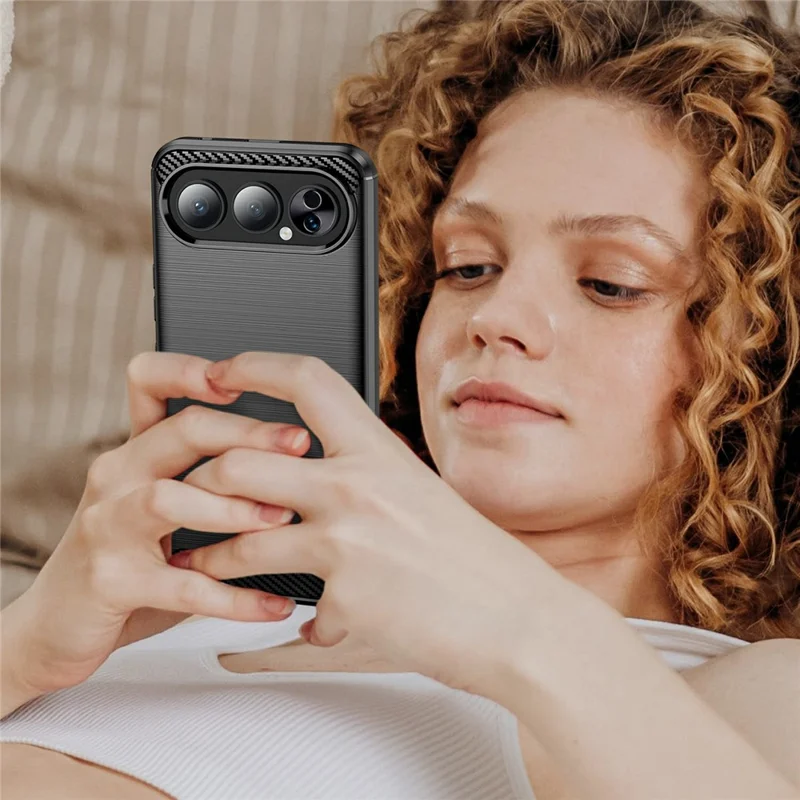 Für Honor 500 5G Hülle Schutzhülle mit Carbon-Optik Gebürstet – Schwarz