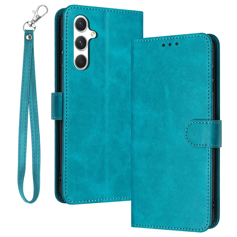 Compra em Volume para Capa Carteira Samsung Galaxy S25 / S24, Capa com Suporte, Capa de Telefone em Pele Sintética com Textura de Bezerro e Alça - Verde