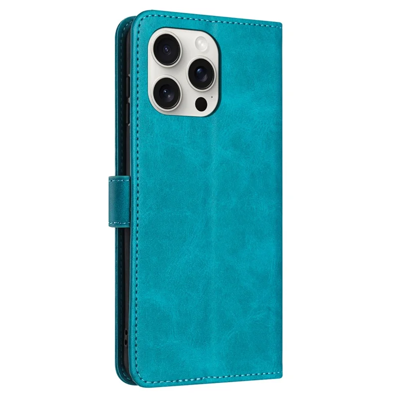 Großpackung für iPhone 16 Pro Max Brieftaschenhülle Kippständer Rindsleder-Optik PU-Leder-Handyhülle mit Gurt – Grün