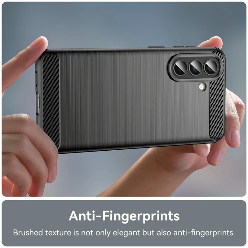 Capa para Samsung Galaxy A57 Capa Protetora com Textura de Fibra de Carbono Acabamento Escovado - Preto