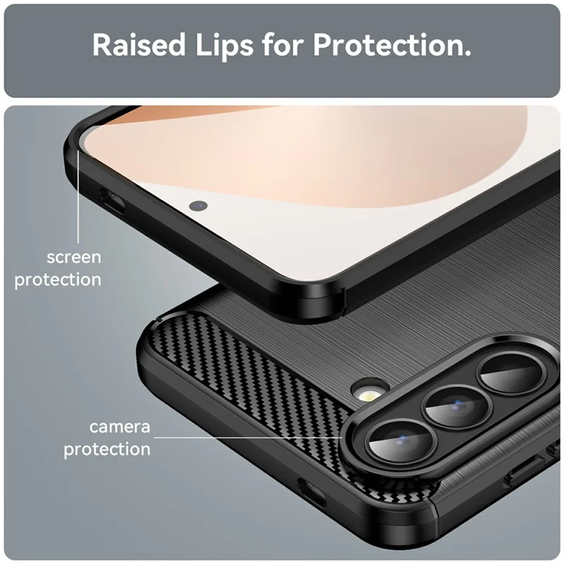 Capa para Samsung Galaxy A57 Capa Protetora com Textura de Fibra de Carbono Acabamento Escovado - Preto