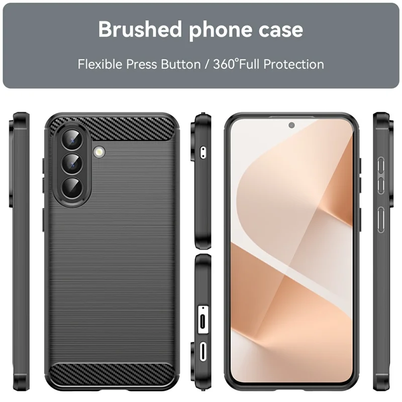 Capa para Samsung Galaxy A57 Capa Protetora com Textura de Fibra de Carbono Acabamento Escovado - Preto