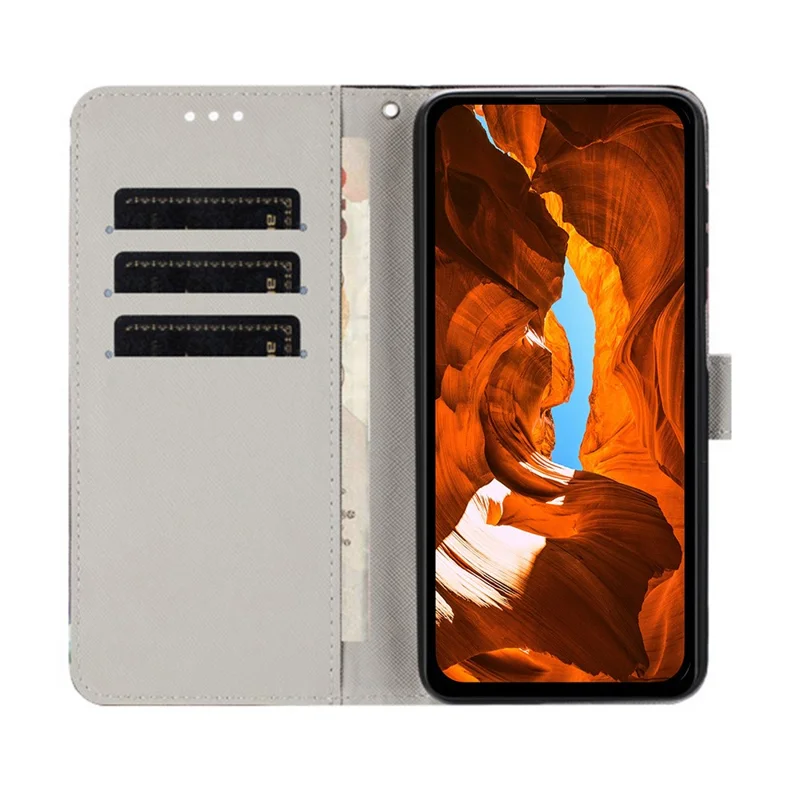 Acquisto all'ingrosso per Honor X5c 4G / X5c Plus 4G Custodia Portafoglio con Stampa a Fiori Campanelle di Vento, Cover per Telefono in Pelle PU con Laccetto