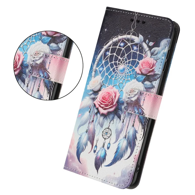 Acquisto all'ingrosso per Honor X5c 4G / X5c Plus 4G Custodia Portafoglio con Stampa a Fiori Campanelle di Vento, Cover per Telefono in Pelle PU con Laccetto