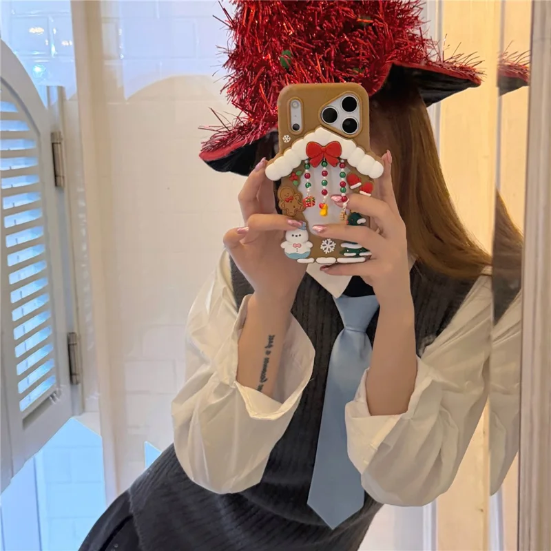 Coque en silicone pour iPhone 17 Pro Max, design de maison de Noël, housse antidérapante et antichoc