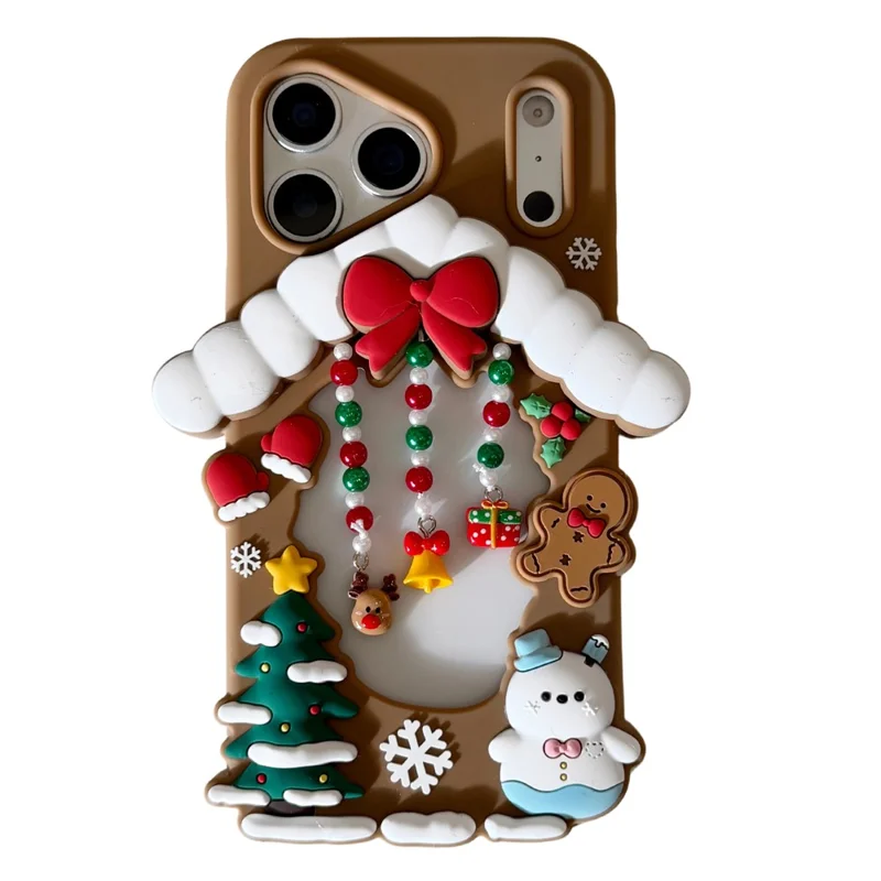 Coque en silicone pour iPhone 17 Pro, design de maison de Noël, housse antidérapante et antichoc