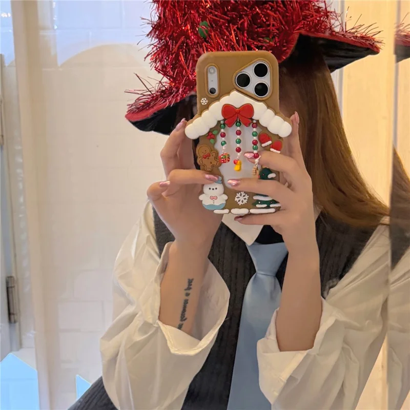 Coque en silicone pour iPhone 17 Pro, design de maison de Noël, housse antidérapante et antichoc