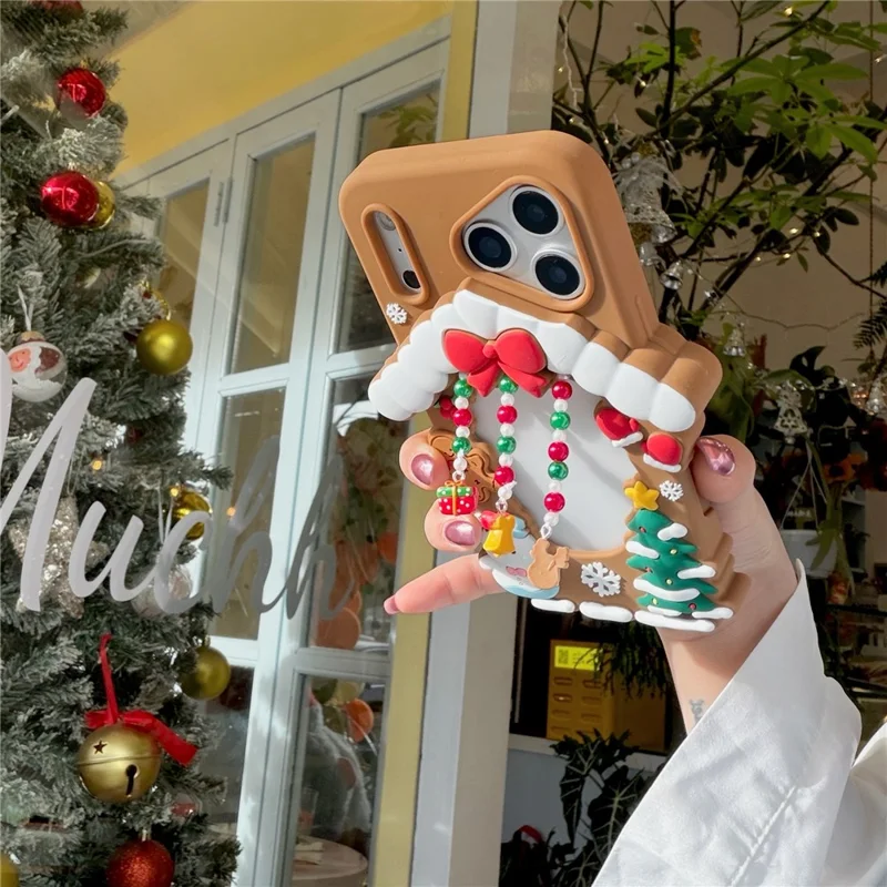 Coque en silicone pour iPhone 17 Pro, design de maison de Noël, housse antidérapante et antichoc