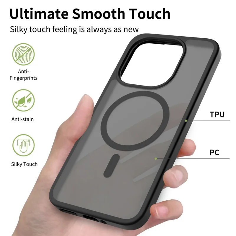 For Xiaomi 15T Magnetic Phone Case Matte Finish TPU PC Shockproof Phone Cover with Tempered Glass - Black