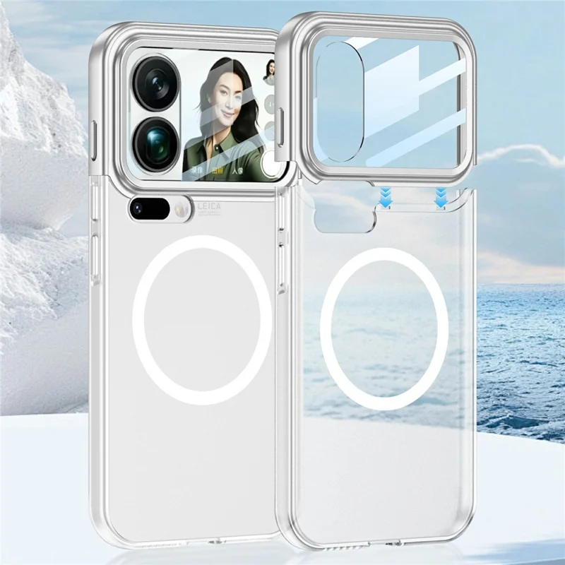 GKK For Xiaomi 17 Pro Max Magnetic Case Contrast Color Translucent PC Phone Cover - Silver