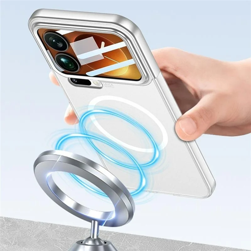 GKK For Xiaomi 17 Pro Max Magnetic Case Contrast Color Translucent PC Phone Cover - Silver