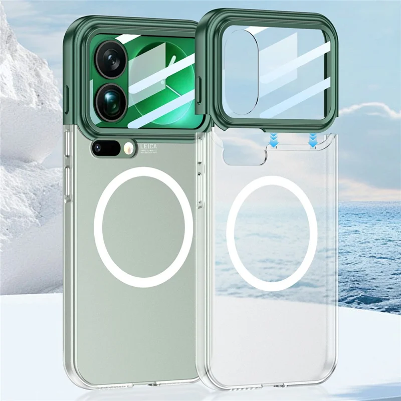 GKK For Xiaomi 17 Pro Max Magnetic Case Contrast Color Translucent PC Phone Cover - Green